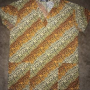 Cheetah Print Nursing Scrub Top, Size Small